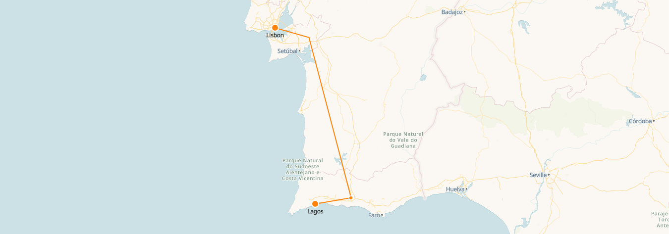 Lagos to Lisbon Train Map